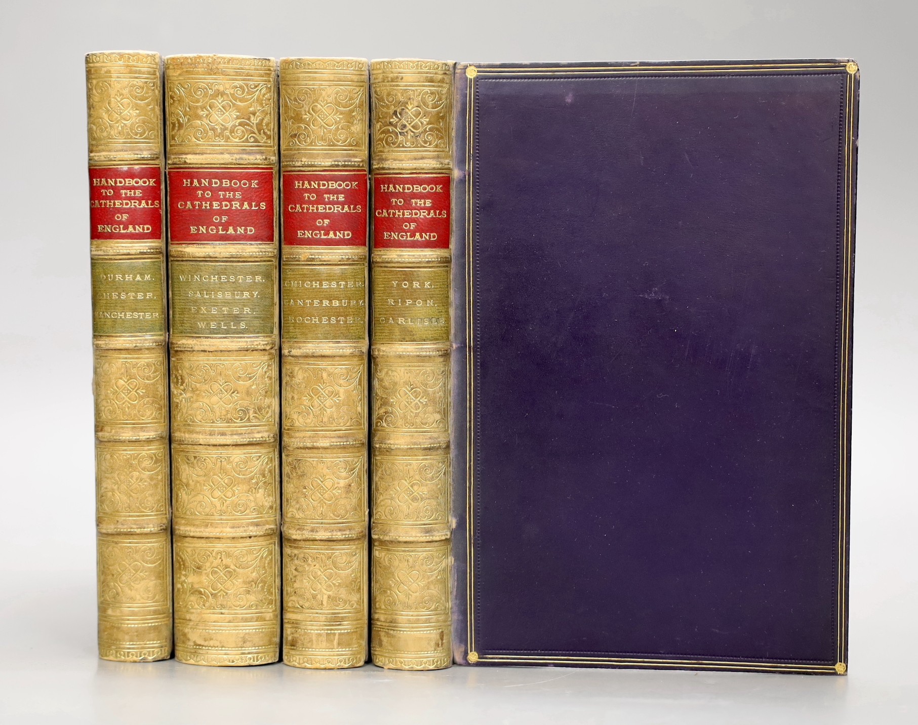 King, Richard John (editor) - Handbook to the Cathedral’s of England, 1st edition - Northern division vols 1 & 2 and Southern division vols 1 & 2, 8vo, blue morocco, gilt spines, John Murray, London, 1861-76, (4)